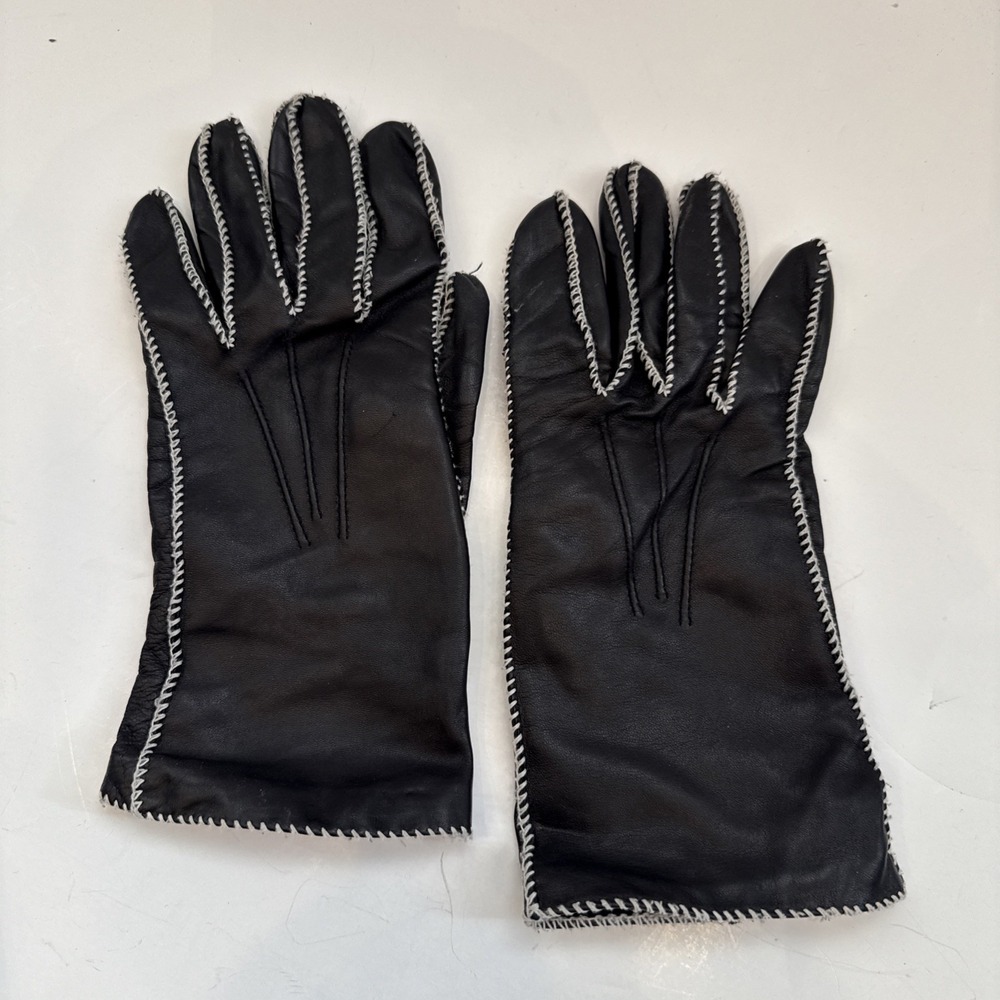 GRANDOE LADIES BLACK SOFT LEATHER GLOVES FLEECE LINING SIZE LARGE